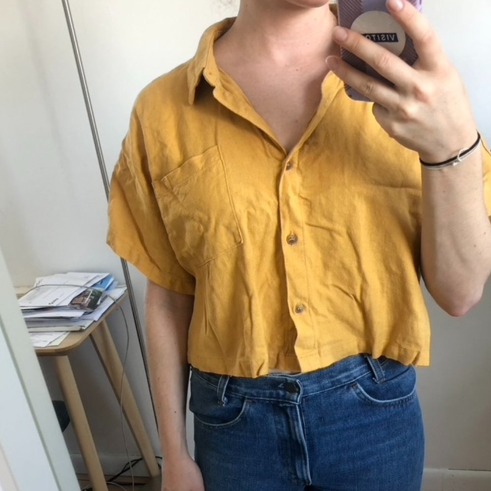Cropped button up vintage top